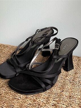 90s Y2K Classy FIONI Black Strappy Heels Size 6.5 — High Heel Sandals